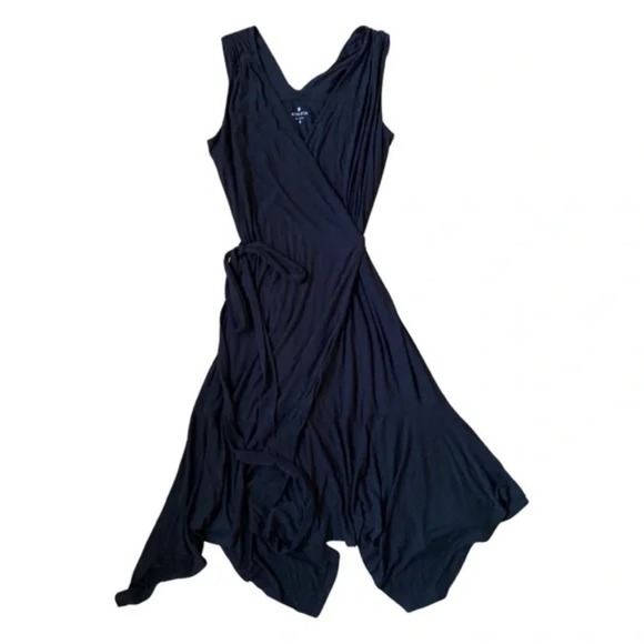 Athleta‎ Windward Wrap Dress Midi Flowy Black Stretchy Jersey Knit Size small - Picture 5 of 8